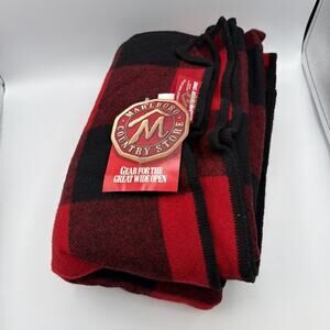 Marlboro Country Store 85% Wool Red Black Plaid Throw Size 60”x 74” NEW with Tag